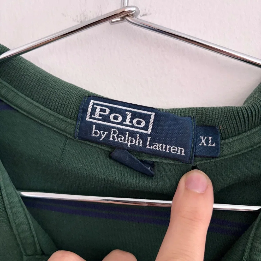 Polo Ralph Lauren Mens XL Green Purple Striped Short Sleeve Polo Shirt
